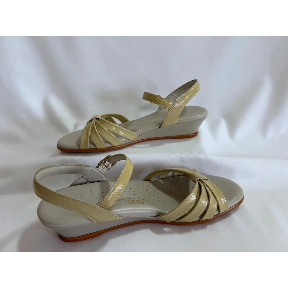 SAS Duo Beige Leather Strappy Tripad Comfort Slingback Sandals Size 7.5 S Slim